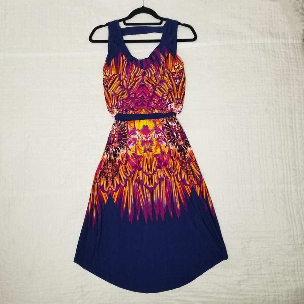 Fenn Wright Manson Womens 4 Sleeveless High-Low Blue Purple Yellow Orange Dress - Picture 10 of 16